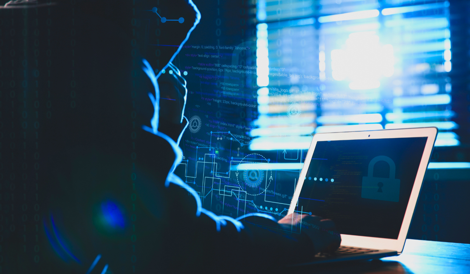 Cybercriminal trying to break into a system